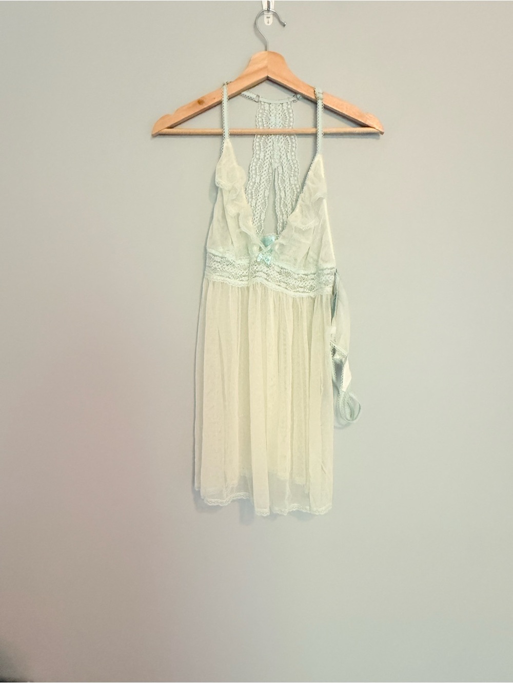 Betsey Johnson Womens Mesh Lace Trim Babydoll Blue Size Medium NWT - Picture 2 of 7
